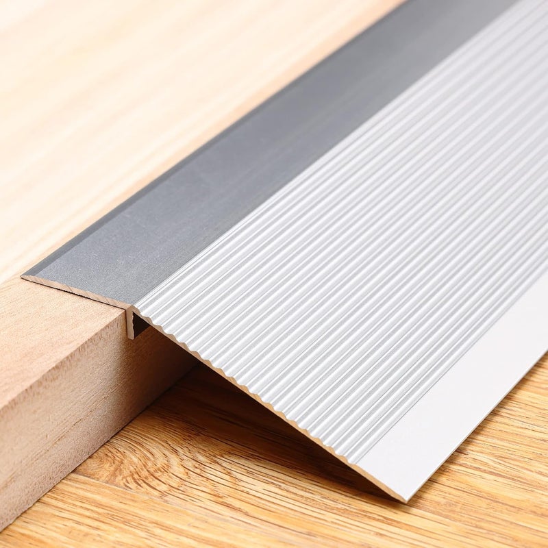 Trimold Aluminum Floor Transition Strip Flooring Reducer, Suitable for Doorways Threshold Ramp Tile Laminate, Bridge The Height Between 0.3-1.6 Inch (2.9Ft x 3.9In, Matte Silver) - Image 1